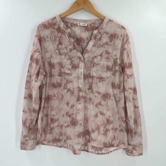 Carve Designs L Organic Cotton Tie Dye Long Sleeve Blouse Tunic Boho Sustainable - Picture 1 of 9